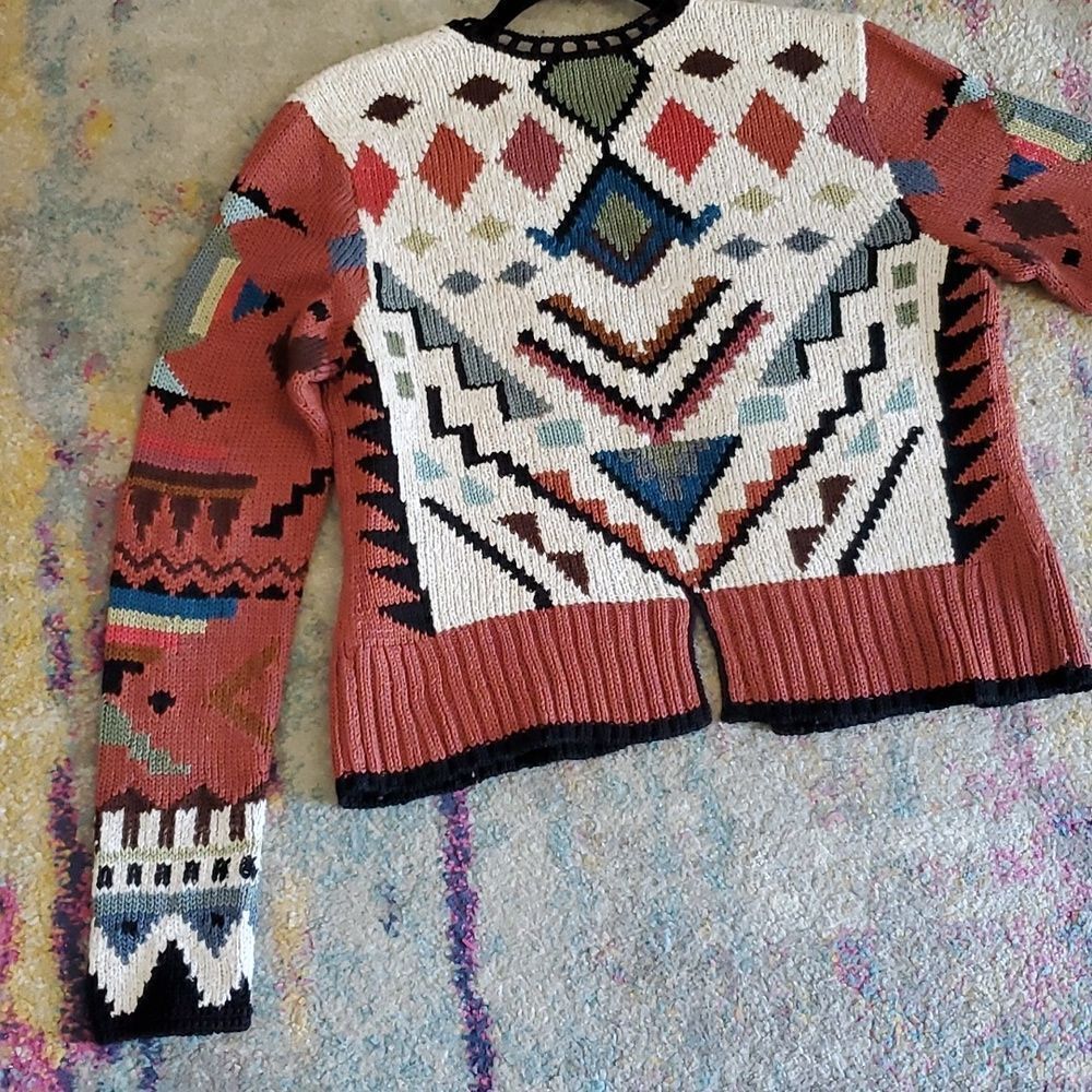 Peruvian Connection 100% Pima Cotton Colorful Southwest Style Shrug Sweater - Picture 15 of 16